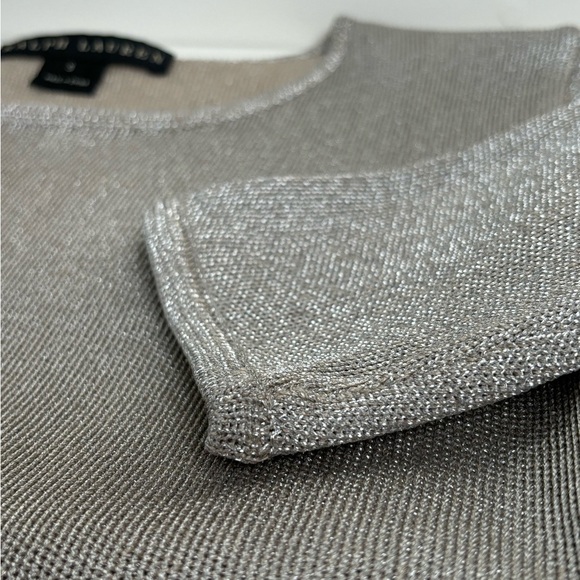 STUNNING Ralph Lauren Black Label Metallic Short Sleeve Silk Blend Sweater Small - Picture 1 of 10
